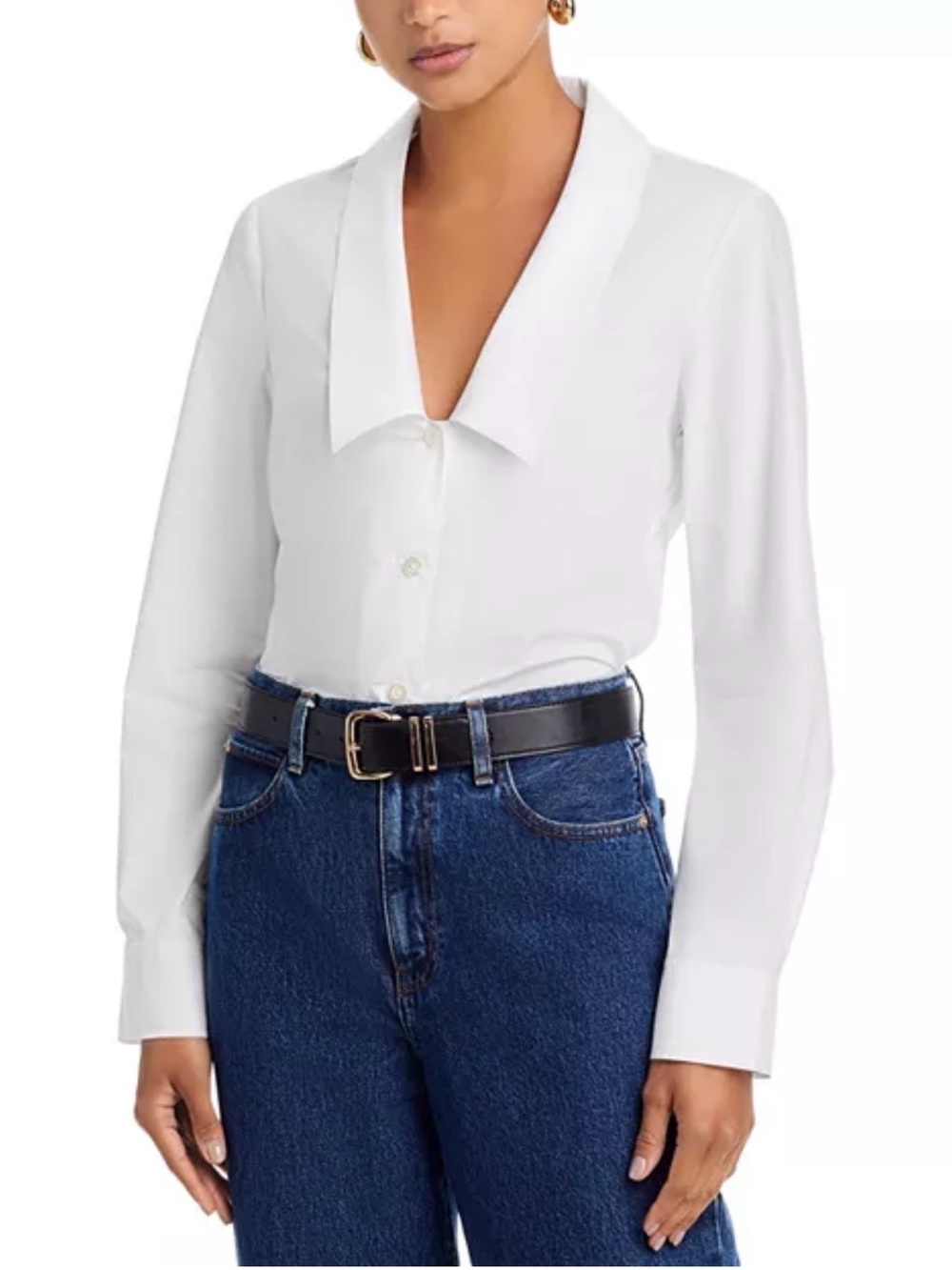 Frame Denim White low Collar Button Down Shirt